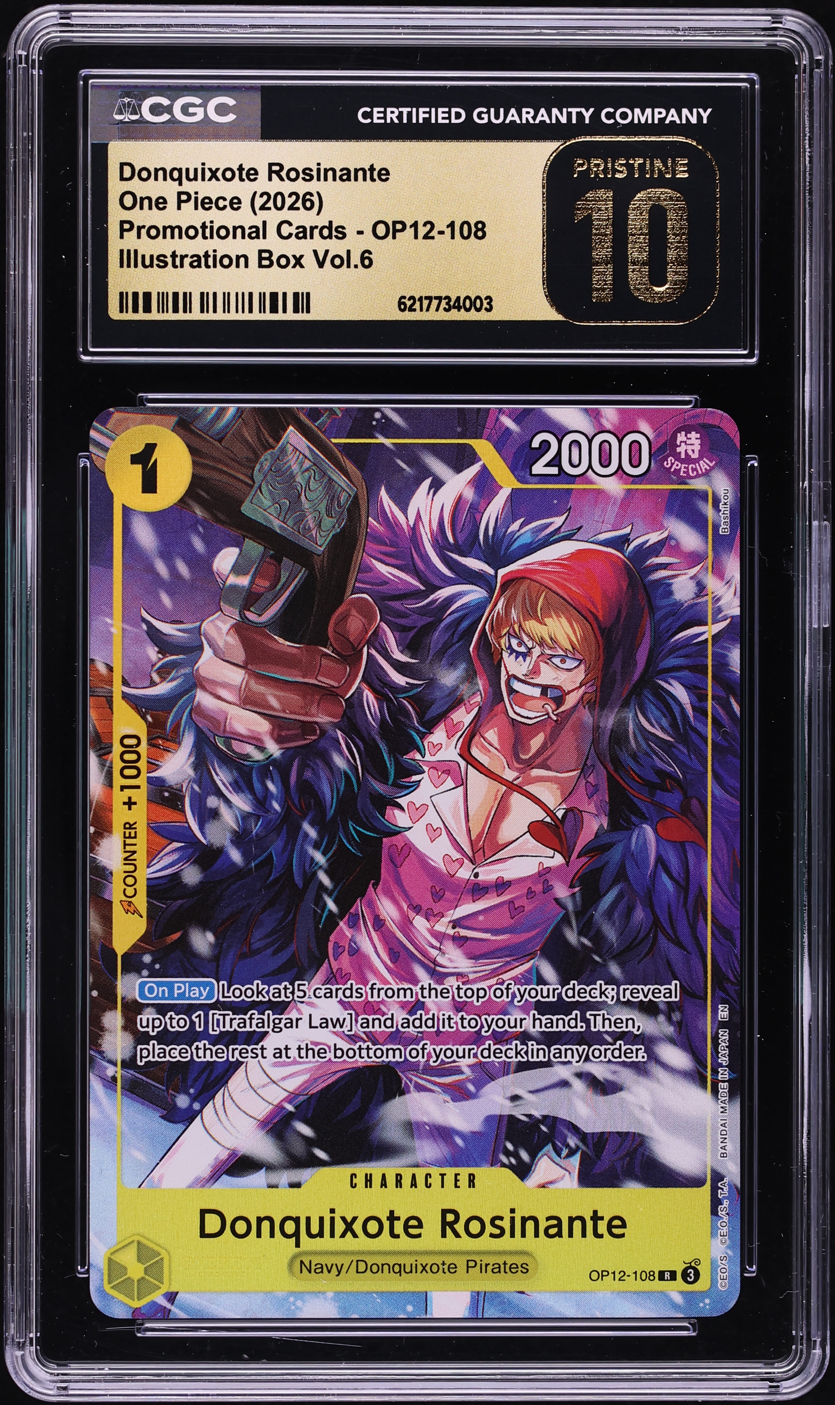 2026 One Piece Promo Illustration Box Vol.6 Alt Art Donquixote Rosinante #OP12-108 CGC 10