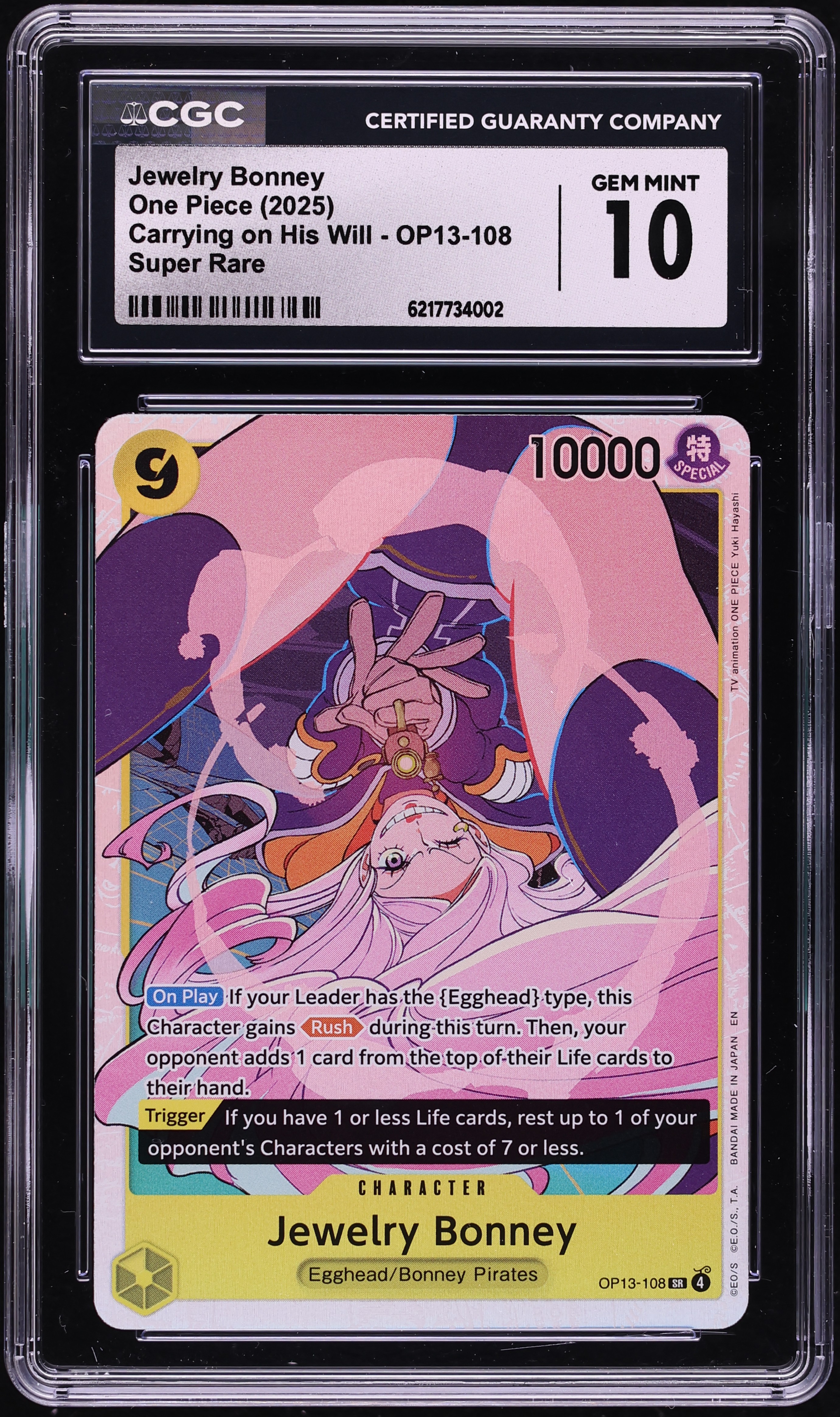 2025 One Piece Carrying On His Will SR Jewelry Bonney #OP13-108 CGC 10 GEM MINT