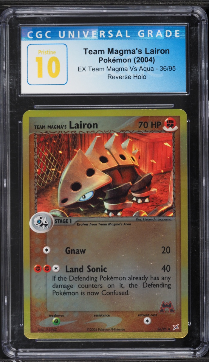 2004 Pokemon EX Team Magma Vs Aqua Reverse Holo Team Magma's Lairon #36 CGC 10 PRISTINE