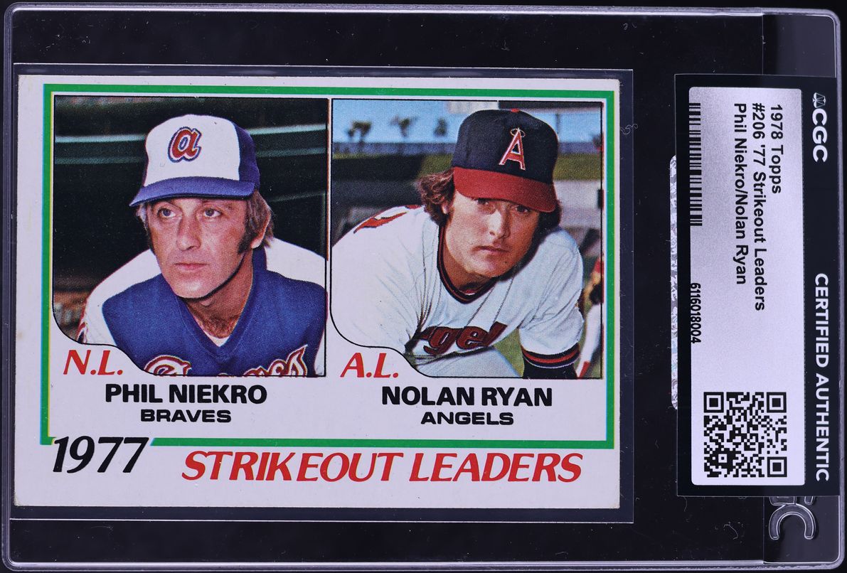 1978 Topps Phil Niekro & Nolan Ryan STRIKEOUT LEADERS #206 CGC AUTH