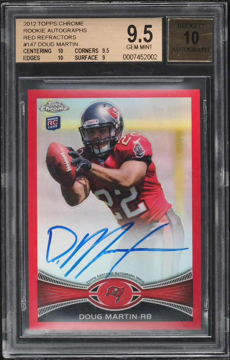 2012 Topps Chrome Red Refractor Doug Martin ROOKIE AUTO /5 #147 BGS 9.5 GEM MINT