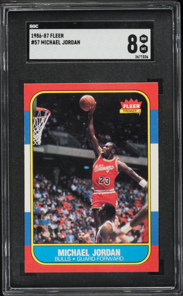 1986 Fleer Basketball Michael Jordan ROOKIE #57 SGC 8 NM-MT
