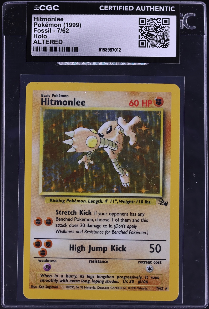 1999 Pokemon Fossil Holo Hitmonlee #7 CGC ALTERED AUTH