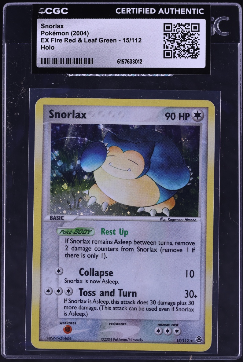 2004 Pokemon EX Fire Red & Leaf Green Holo Snorlax #15 CGC AUTH