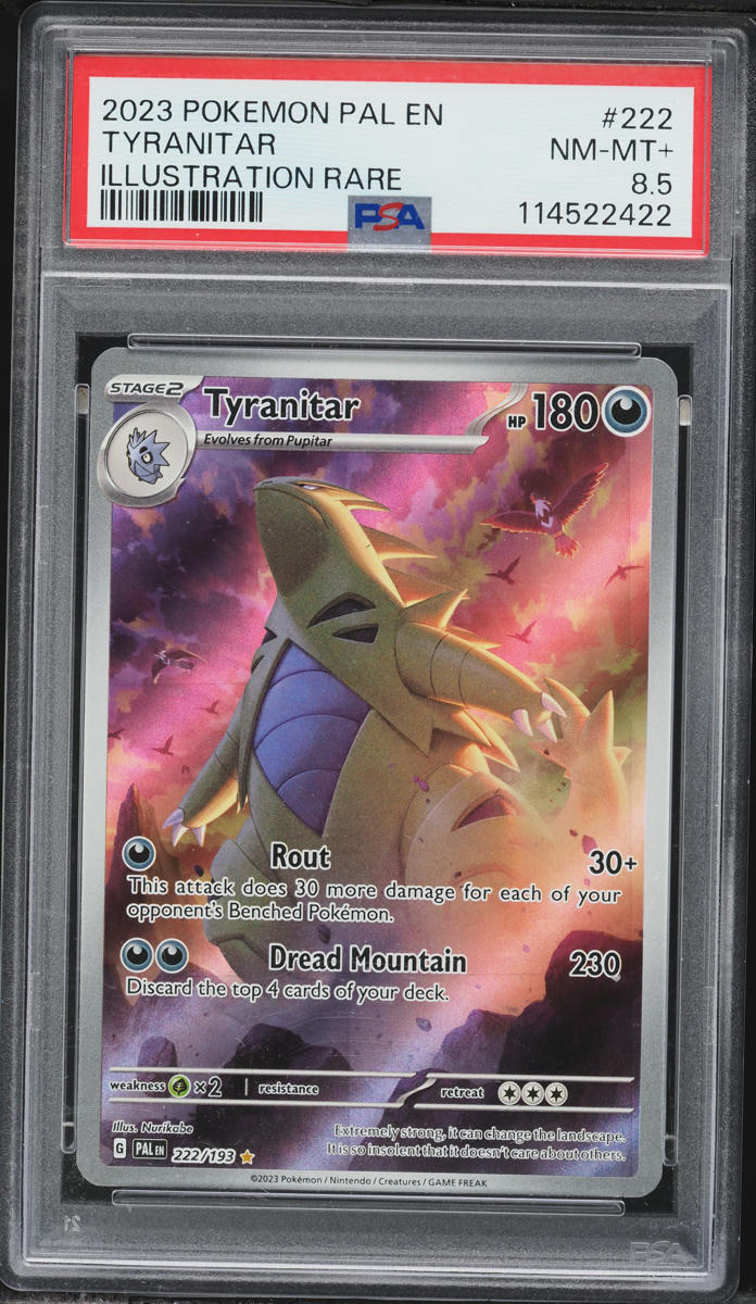 2023 Pokemon Scarlet & Violet Paldea Evolved IR Tyranitar #222 PSA 8.5 NM-MT+