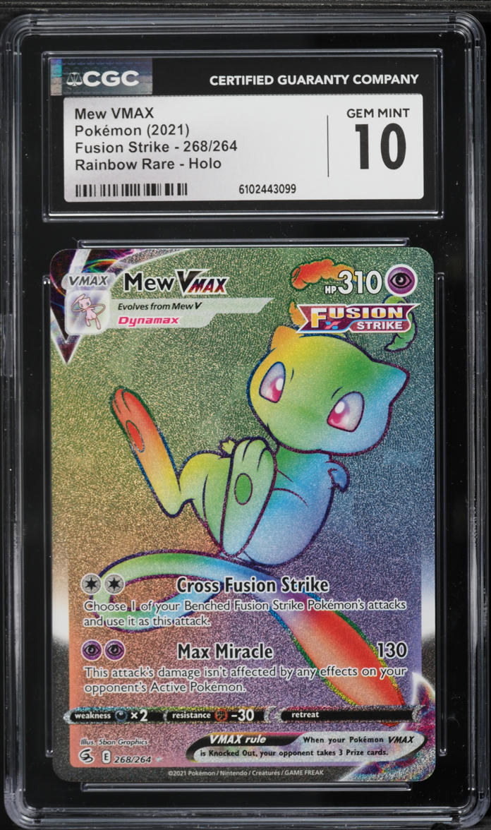 2021 Pokemon Sword & Shield Fusion Strike Rainbow Rare Mew VMAX #268 CGC 10 GEM MINT