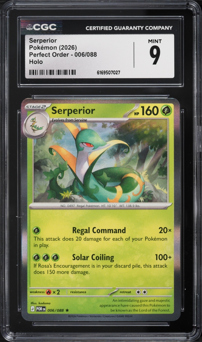2026 Pokemon Mega Evolution Perfect Order Holo Serperior #6 CGC 9 MINT