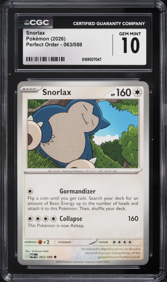 2026 Pokemon Mega Evolution Perfect Order Snorlax #063 CGC 10 GEM MINT