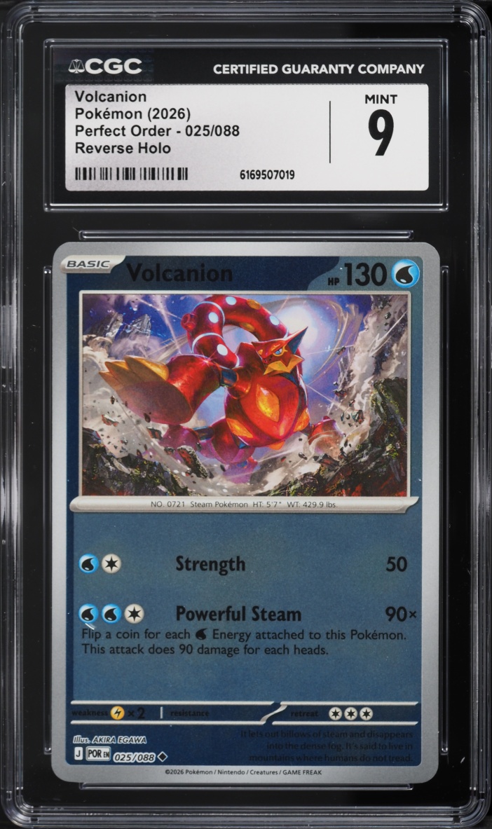 2026 Pokemon Mega Perfect Order Reverse Holo Volcanion #025 CGC 9 MINT