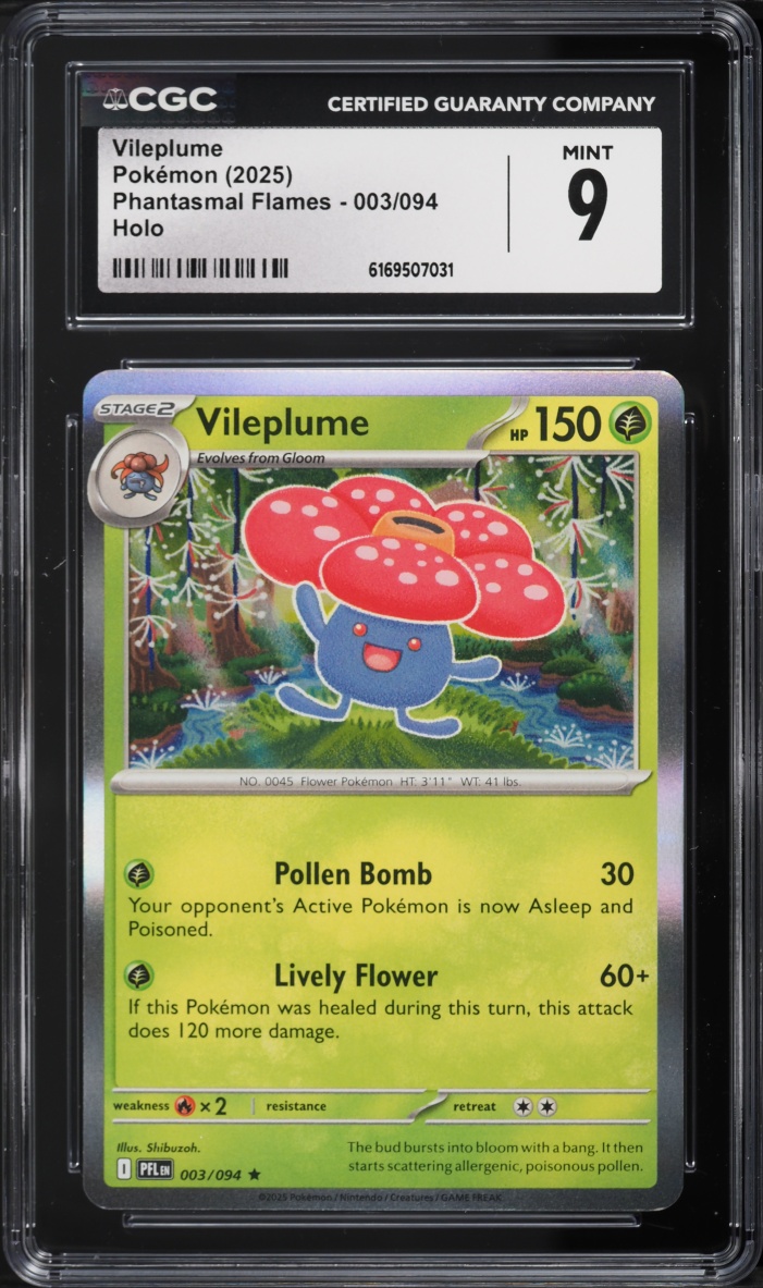 2025 Pokemon Mega Evolution Phantasmal Flames Holo Vileplume #3 CGC 9 MINT