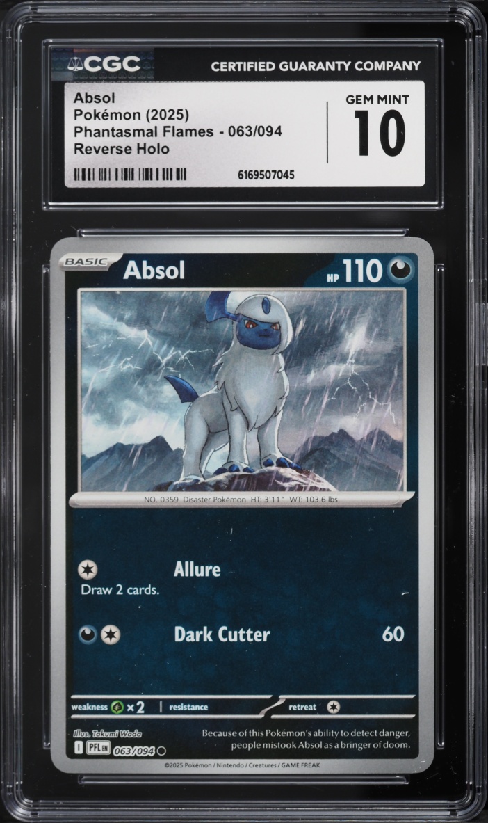 2025 Pokemon Mega Evolution Phantasmal Flames Reverse Holo Absol #063 CGC 10 GEM MINT