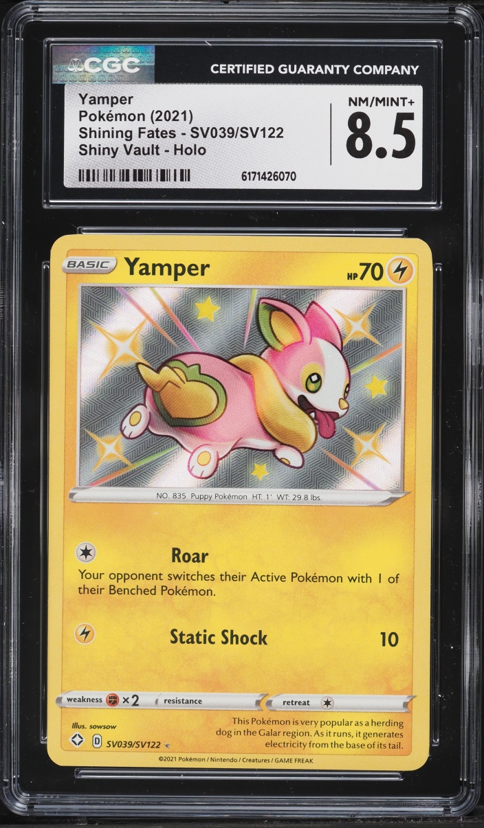 2021 Pokemon Sword & Shield Shining Fates Shiny Vault Yamper #SV039 CGC 8.5 NM-MT+