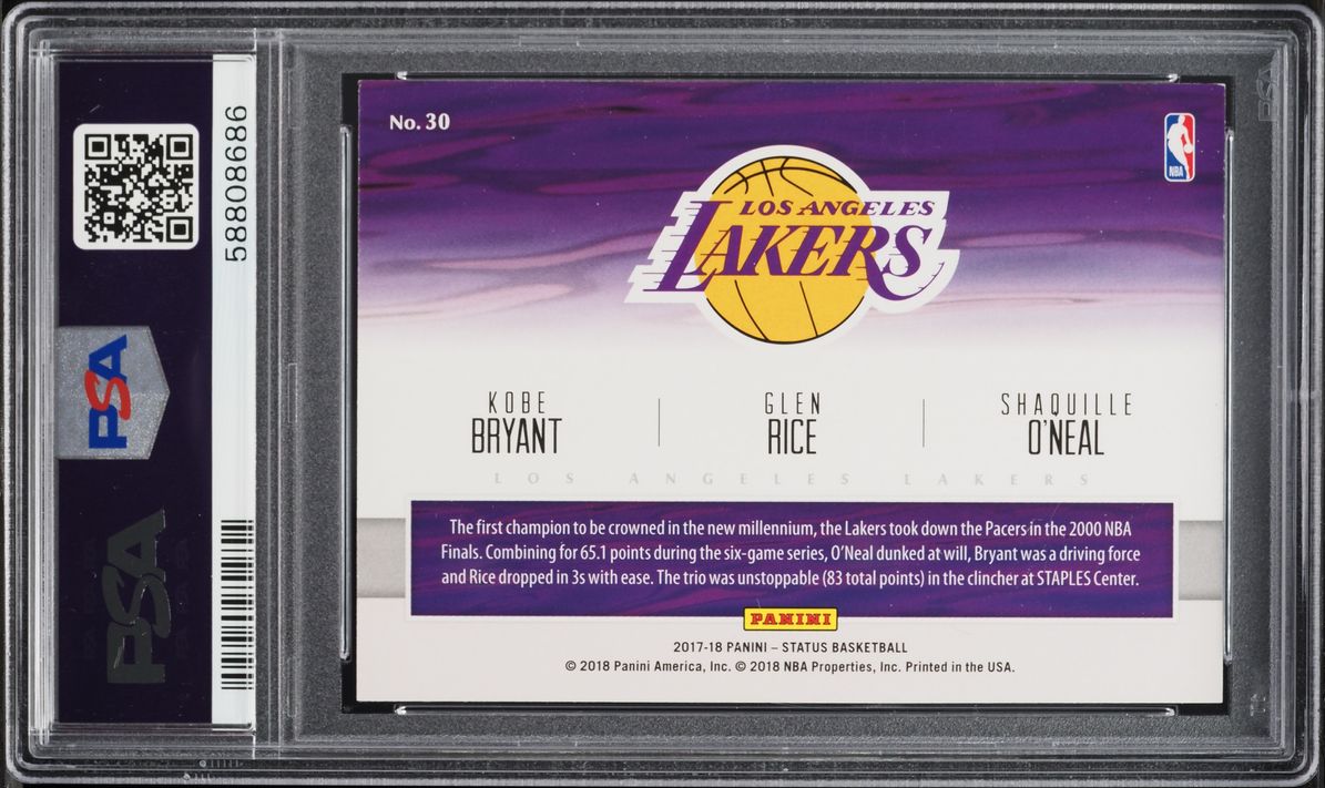 2017 Panini Status Factions Kobe Bryant Glen Rice Shaquille O'Neal #30 PSA 9 MINT