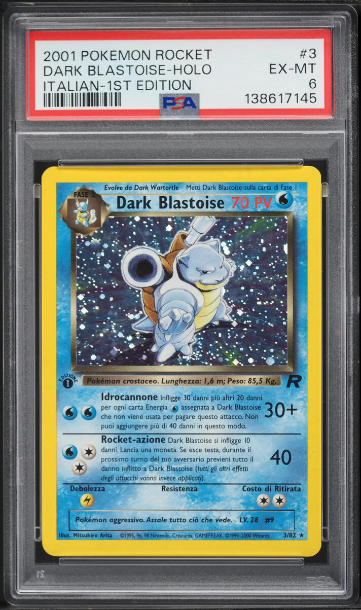 2001 Pokemon Italian Rocket 1st Edition Holo Dark Blastoise #3 PSA 6 EXMT