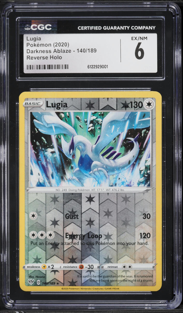 2020 Pokemon Sword & Shield Darkness Ablaze Reverse Holo Lugia #140 CGC 6 EXMT