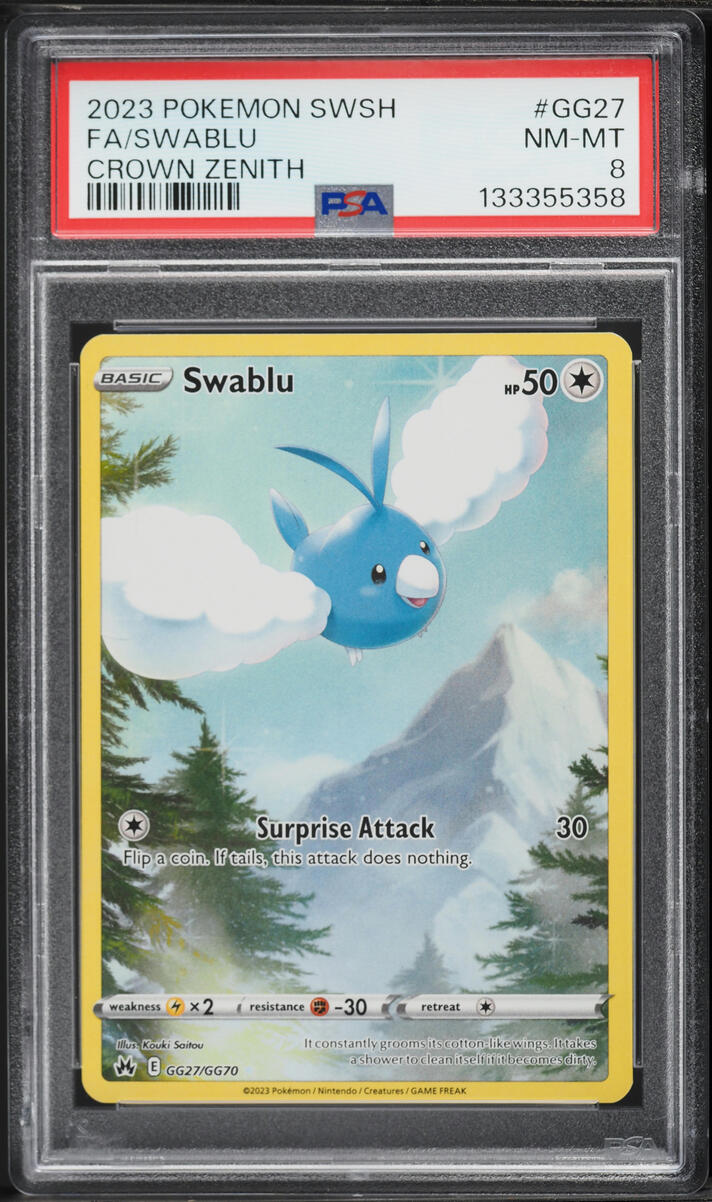 2023 Pokemon Sword & Shield Crown Zenith Full Art Swablu #GG27 PSA 8 NM-MT