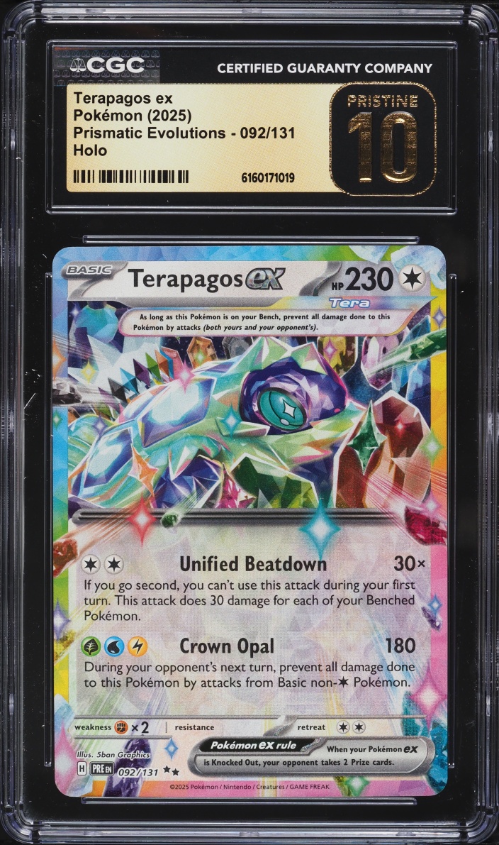 2025 Pokemon Scarlet & Violet Prismatic Evolutions Holo Terapagos Ex #92 CGC 10 PRISTINE