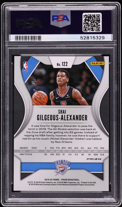 2019 Panini Prizm Choice Nebula Shai Gilgeous-Alexander 1/1 #122 PSA 10 GEM MINT