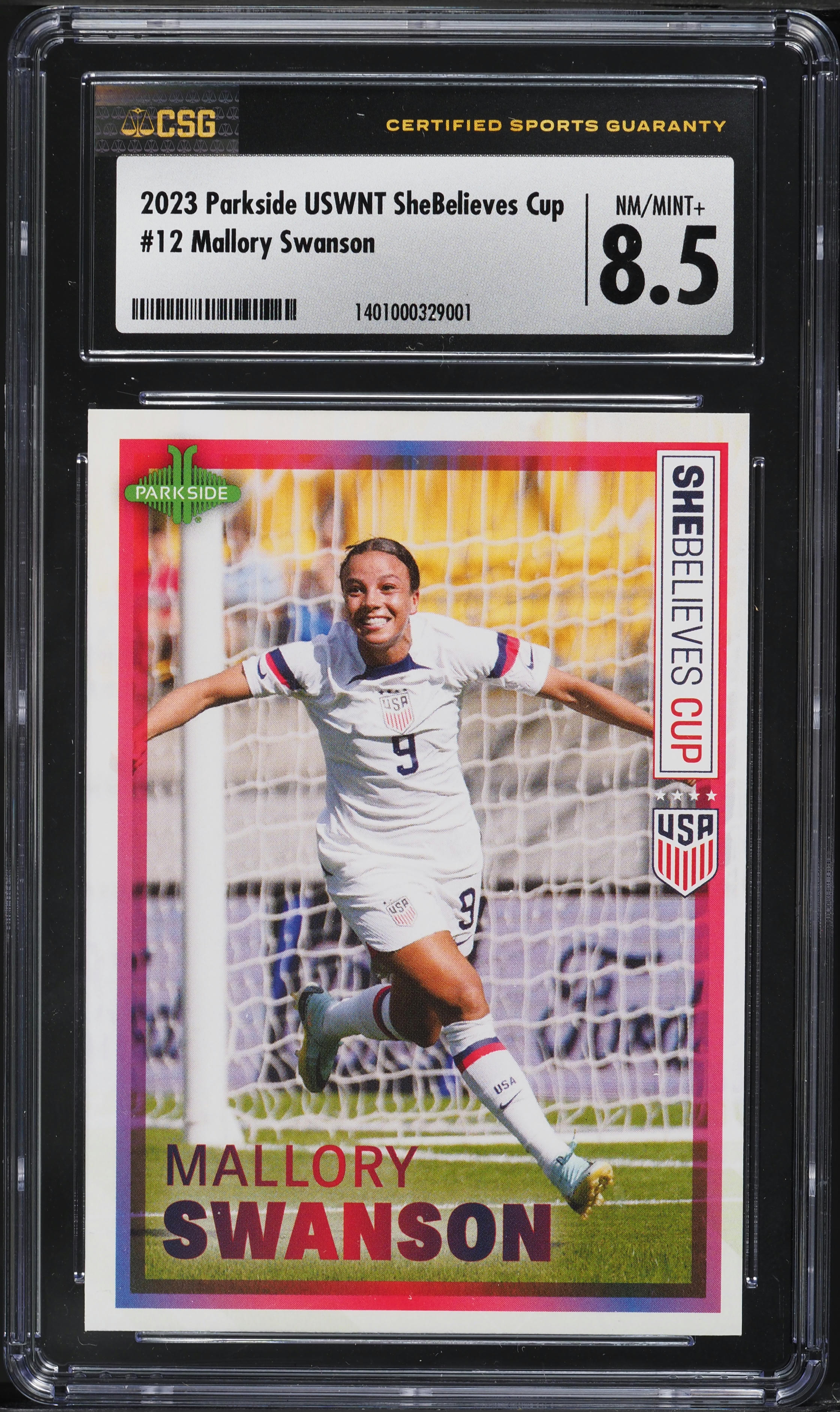 2023 Parkside USWNT SheBelieves Cup Mallory Swanson #12 CSG 8.5 NM-MT+