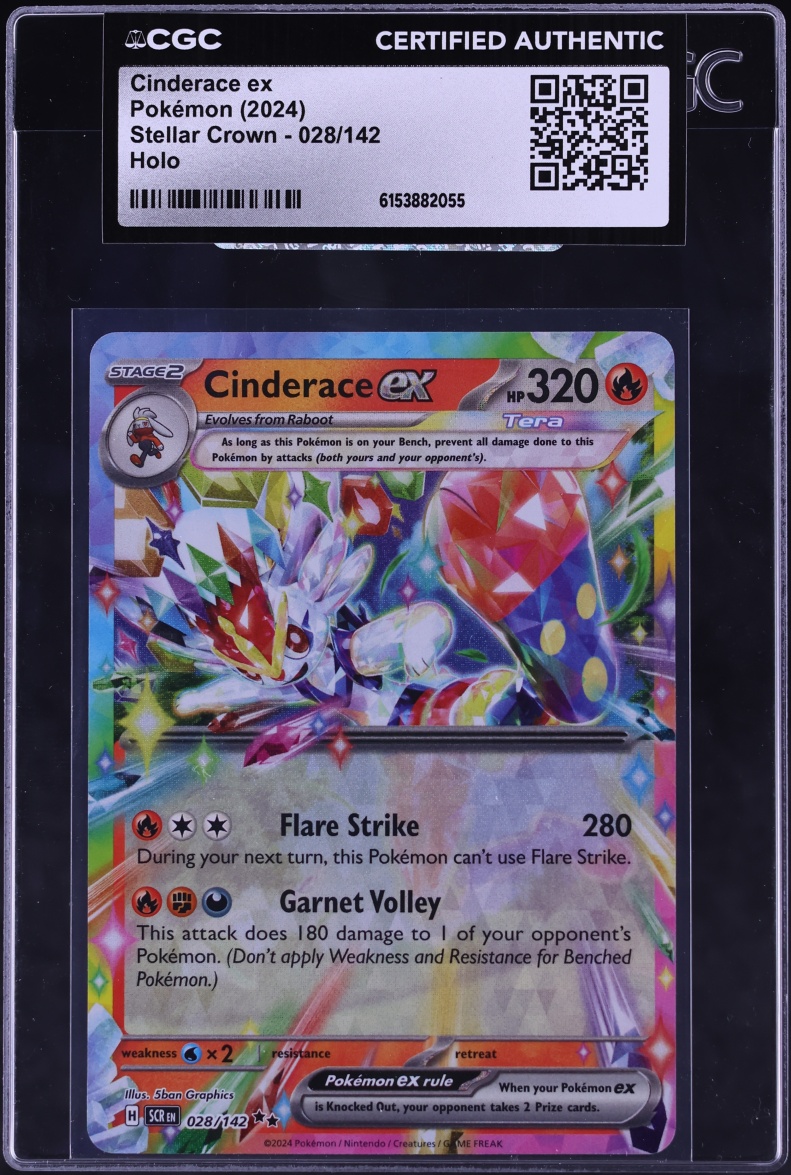 2024 Pokemon Scarlet & Violet Stellar Crown Holo Cinderace Ex #28 CGC AUTH