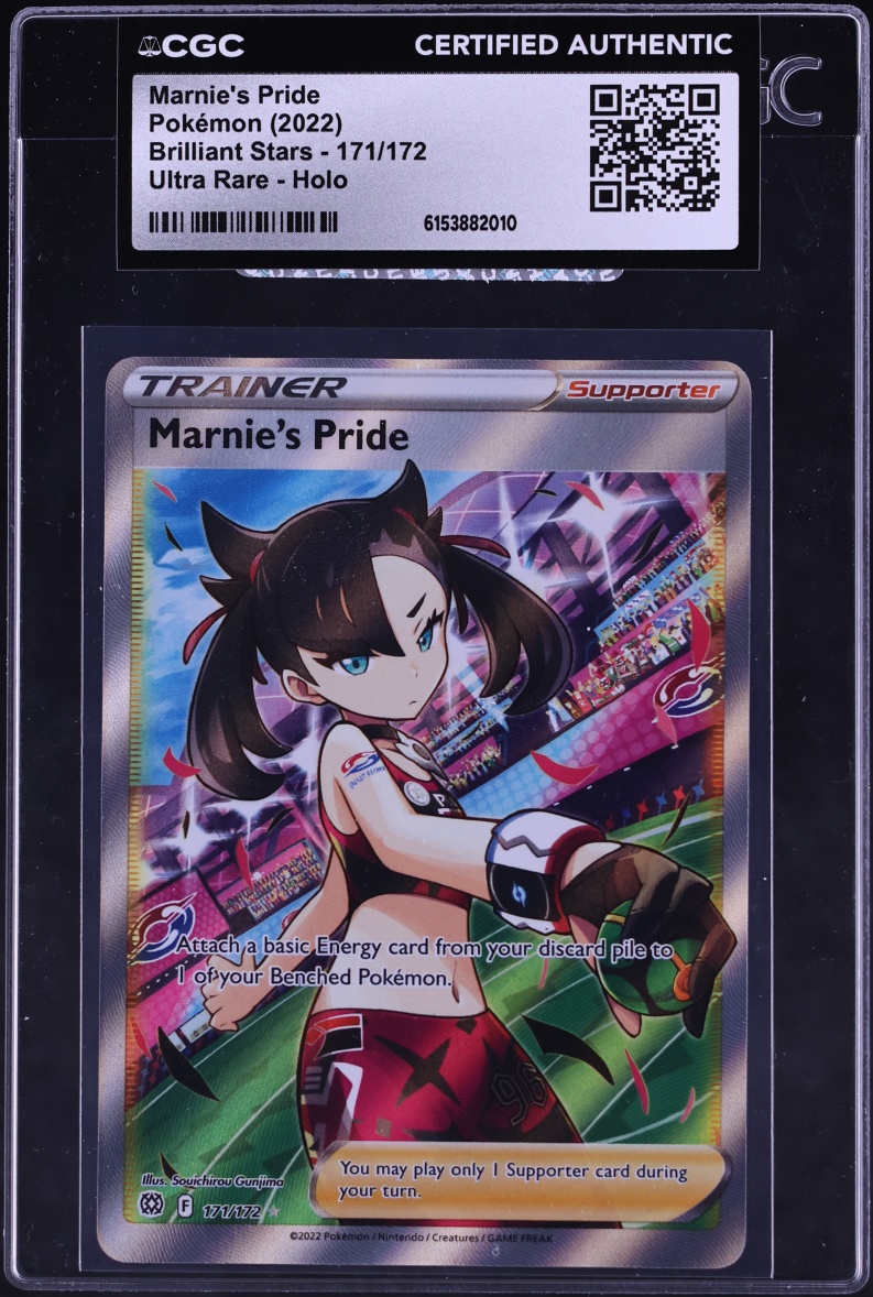2022 Pokemon Sword & Shield Brilliant Stars Full Art Marnie's Pride #171 CGC AUTH