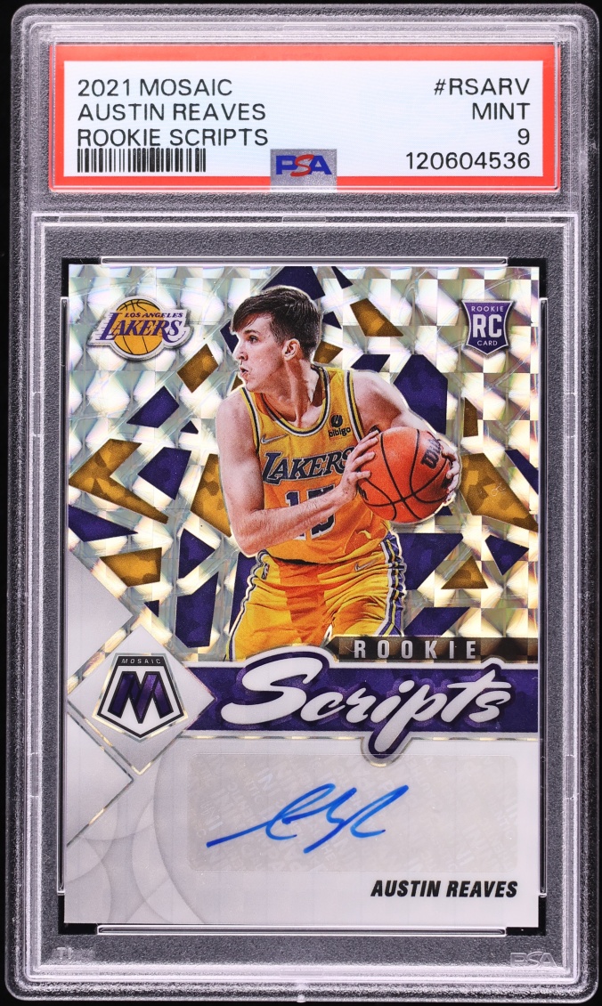 2021 Panini Mosaic Scripts Austin Reaves ROOKIE AUTO #RS-ARV PSA 9 MINT