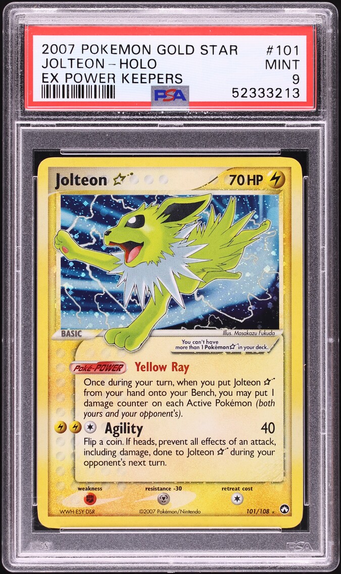 2007 Pokemon EX Power Keepers Holo Jolteon Gold Star #101 PSA 9 MINT