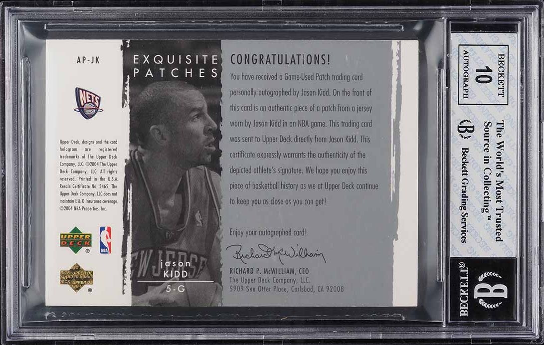 2003 Exquisite Collection Jason Kidd PATCH AUTO /100 #AP-JK BGS 8 NM-MT - Photo 2
