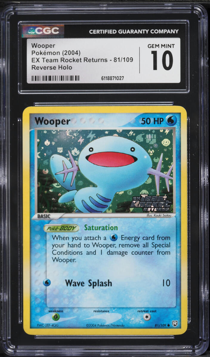 2004 Pokemon EX Team Rocket Returns Reverse Holo Wooper #81 CGC 10 GEM MINT