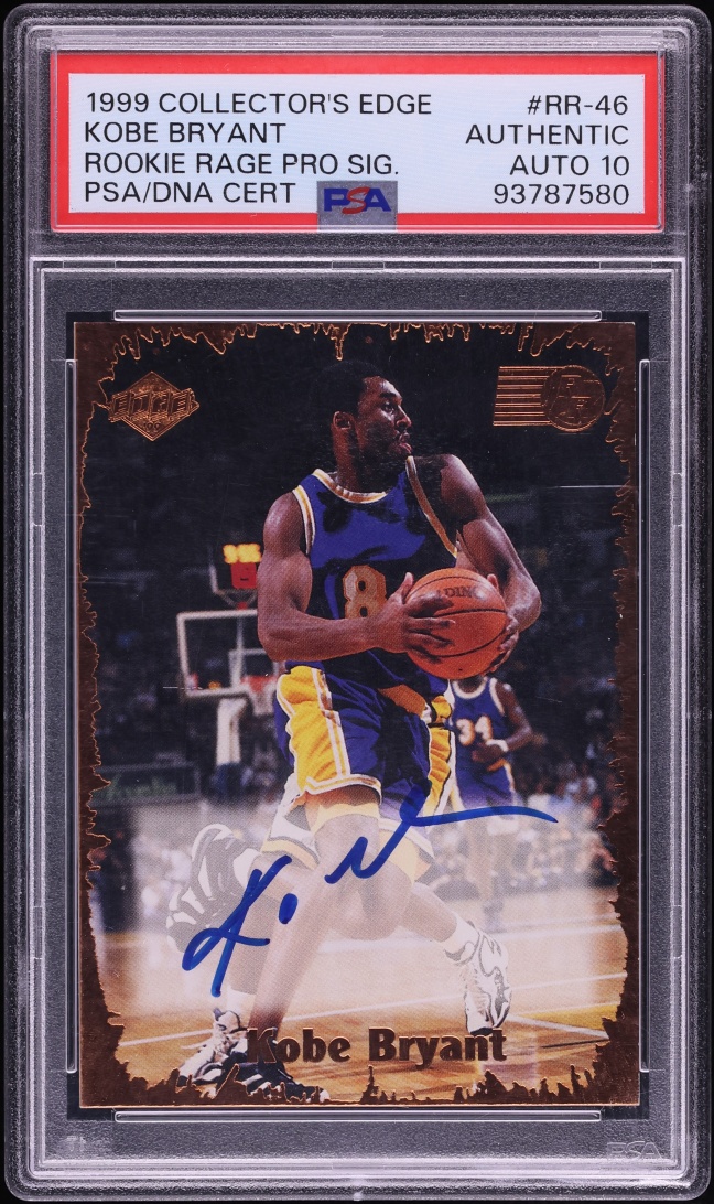 1999 Collector's Edge Rage Pro Blue Ink Kobe Bryant ROOKIE AUTO /39 DNA 10 #RR-46 PSA AUTH