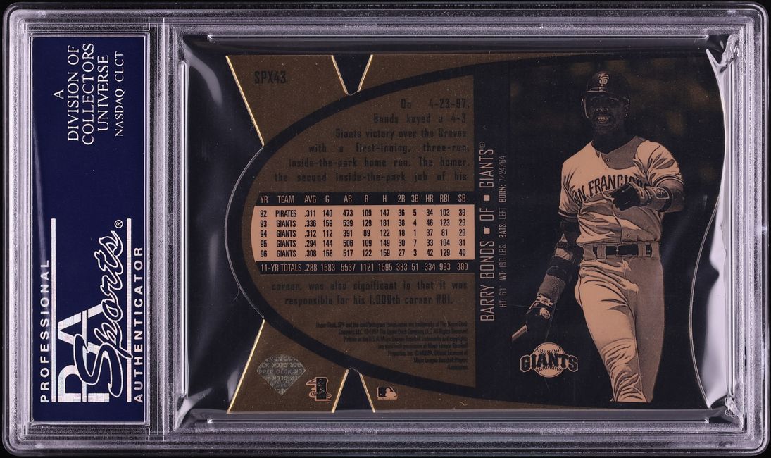 1997 SPx Gold Die-Cut Barry Bonds #SPX43 PSA 9 MINT - Photo 2