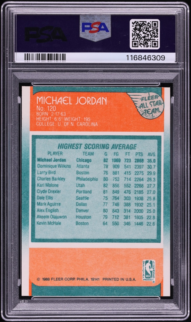 1988 Fleer Basketball Michael Jordan ALL-STAR #120 PSA 8 NM-MT - Photo 2