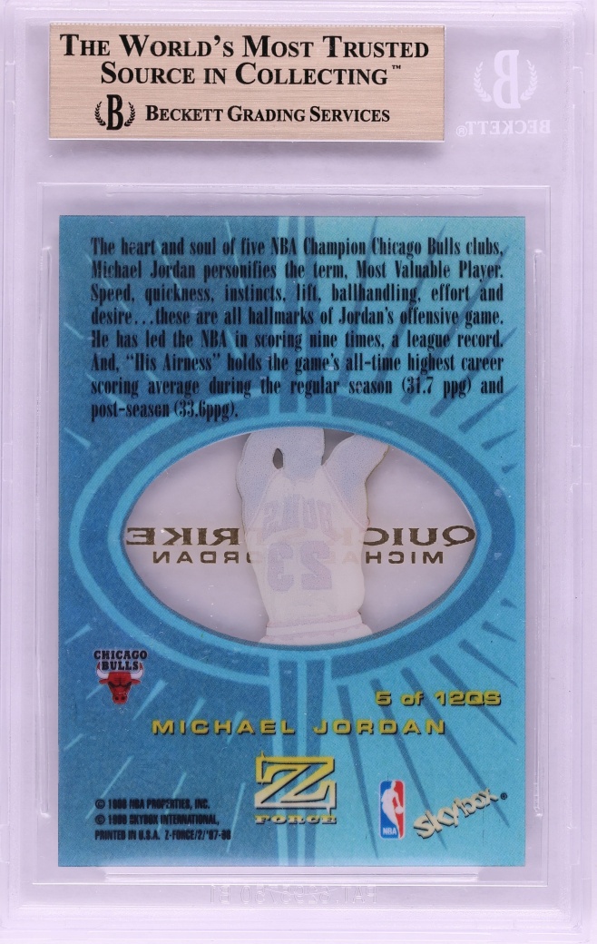 1997 Skybox Z-Force Quick Strike Michael Jordan #5QS BGS 9.5 GEM MINT - Photo 2