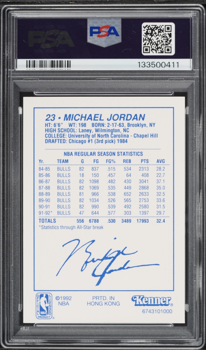 1992 Kenner Starting Lineup White Uniform Michael Jordan PSA 8 NM-MT