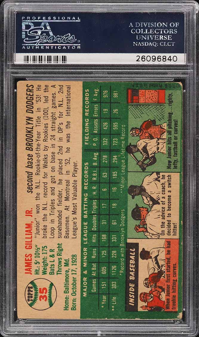 1954 Topps Junior Gilliam #35 PSA 2.5 GD+