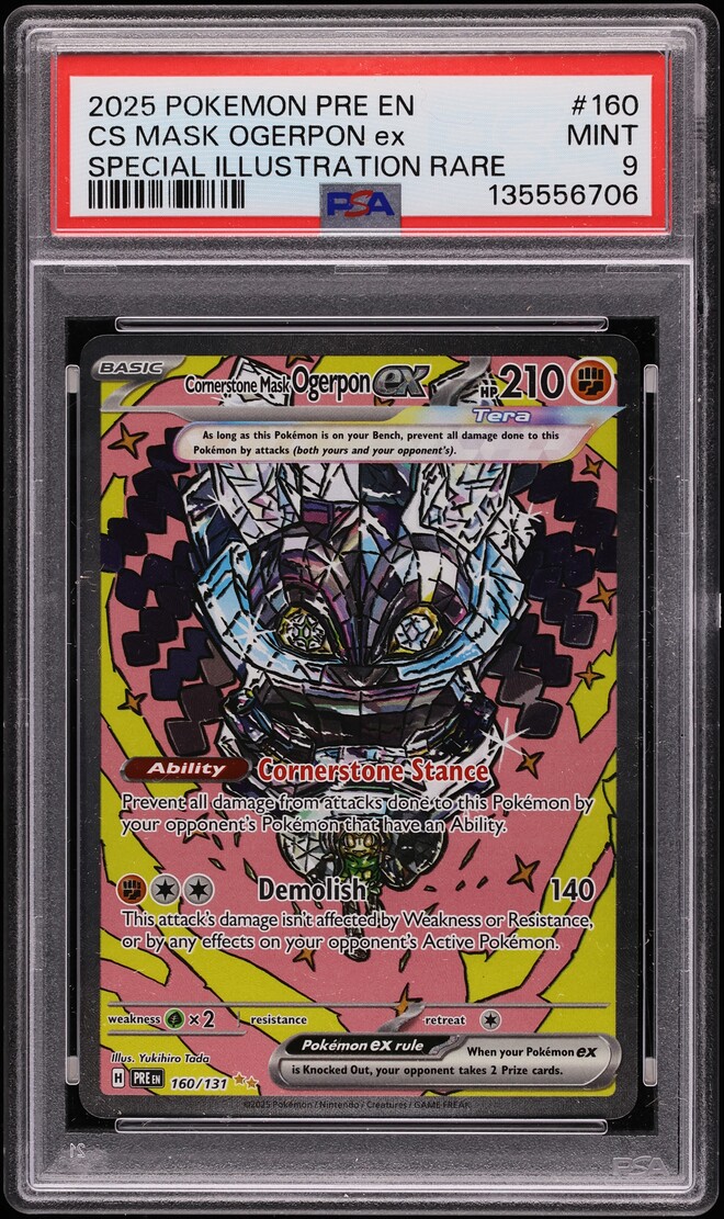 2025 Pokemon SV Prismatic Evolutions SIR Cornerstone Mask Ogerpon EX #160 PSA 9 MINT