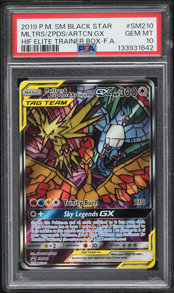 2019 Pokemon SM Promo Hidden Fates Alt Art Moltres Zapdos Articuno GX #SM210 PSA 10 GEM MINT