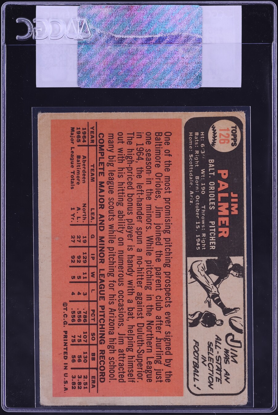 1966 Topps Jim Palmer ROOKIE #126 CGC AUTH