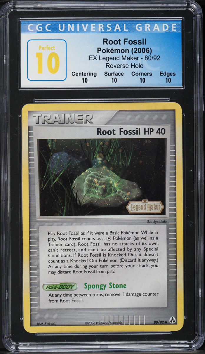 2006 Pokemon EX Legend Maker Reverse Holo Root Fossil #80 CGC 10 PERFECT