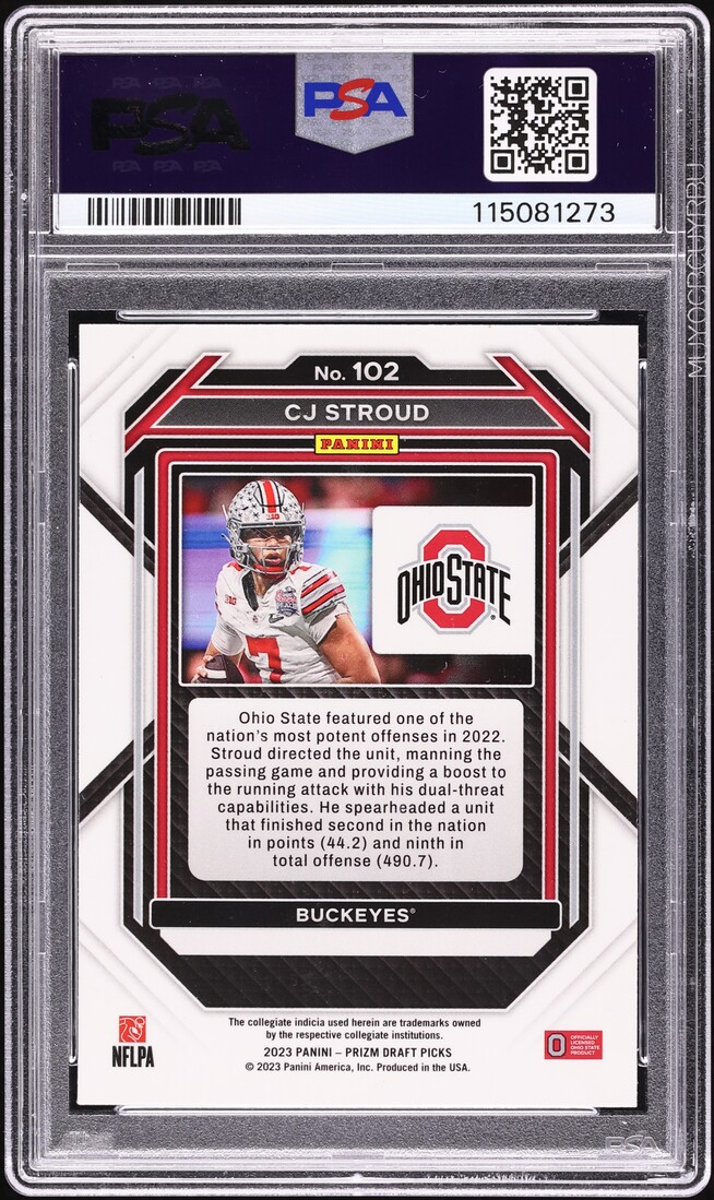 2023 Panini Prizm Draft Picks C.J. Stroud ROOKIE #102 PSA 7 NRMT