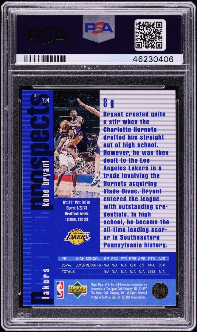 1996 SP Basketball Kobe Bryant ROOKIE #134 PSA 9 MINT