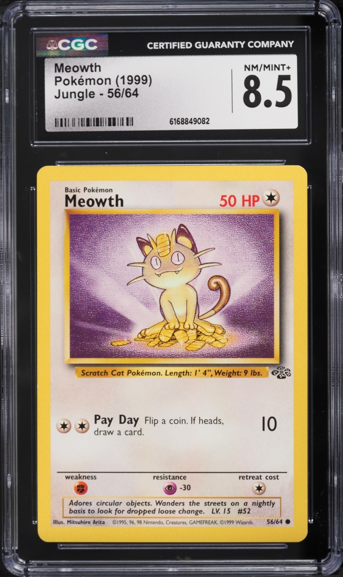 1999 Pokemon Jungle Meowth #56 CGC 8.5 NM-MT+