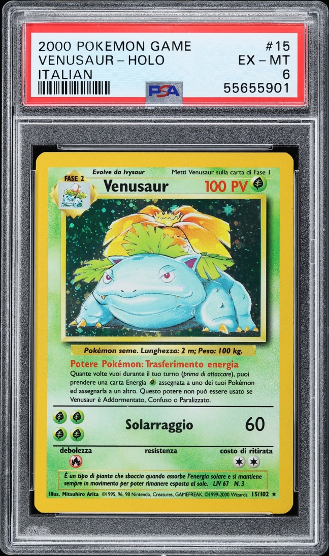 2000 Pokemon Italian Base Set Holo Venusaur #15 PSA 6 EXMT
