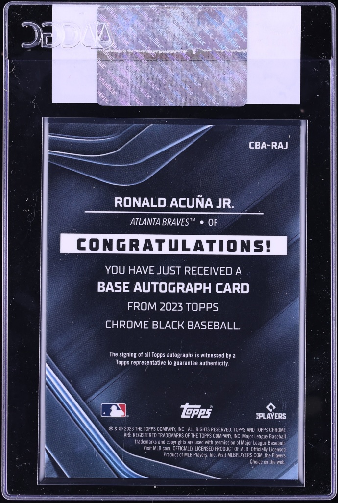 2026 Topps Chrome Black Orange Refractor Ronald Acuna Jr. AUTO /25 #CBA-RAJ CGC AUTH - Photo 2