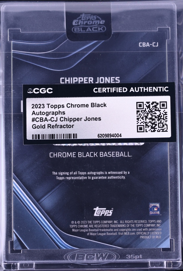 2023 Topps Chrome Black Gold Refractor Chipper Jones AUTO /50 #CBA-CJ CGC AUTH - Photo 2