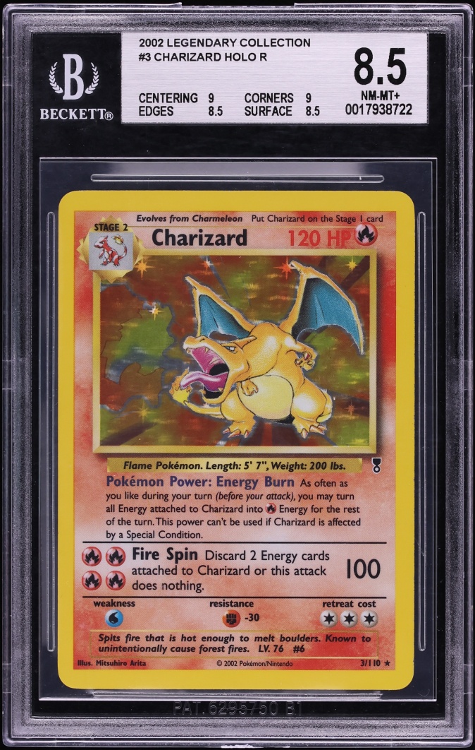 2002 Pokemon Legendary Collection Holo Charizard #3 BGS 8.5 NM-MT+