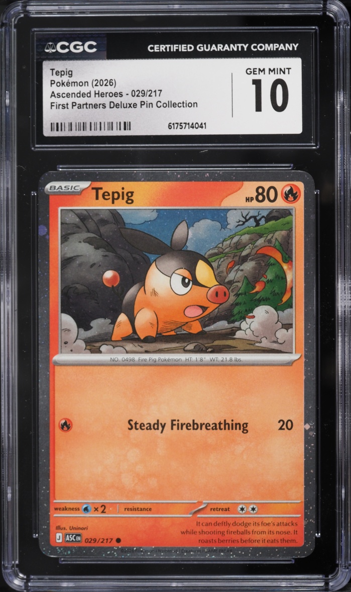 2026 Pokemon Mega Evolution Ascended Heroes First Partners Deluxe Pin Tepig #29 CGC 10 GEM MINT