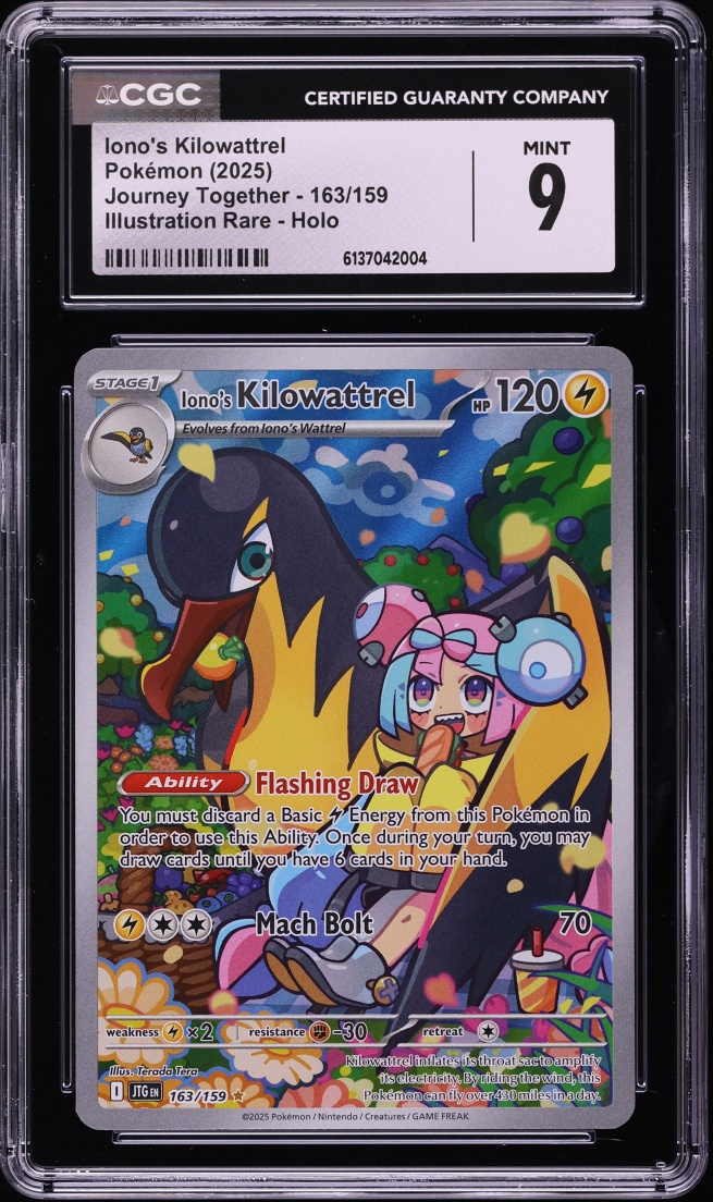 2025 Pokemon Scarlet & Violet Journey Together IR Iono's Kilowattrel #163 CGC 9 MINT