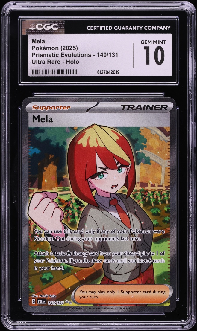 2025 Pokemon Scarlet & Violet Prismatic Evolutions Full Art Mela #140 CGC 10 GEM MINT