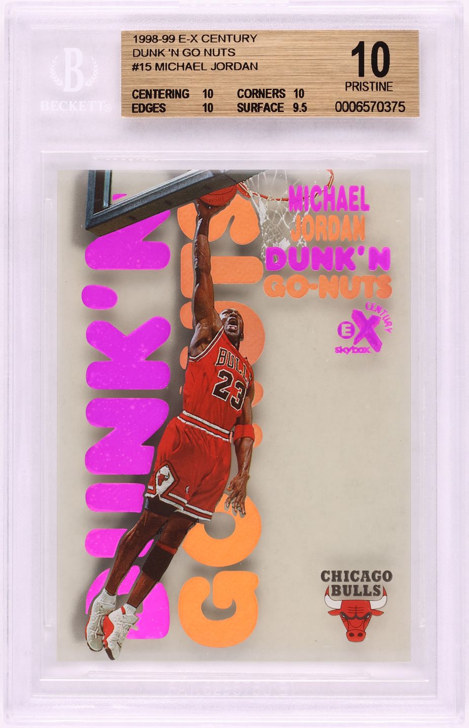 1998 Skybox E-X Century Dunk 'N Go Nuts Michael Jordan #15DG BGS 10 PRISTINE